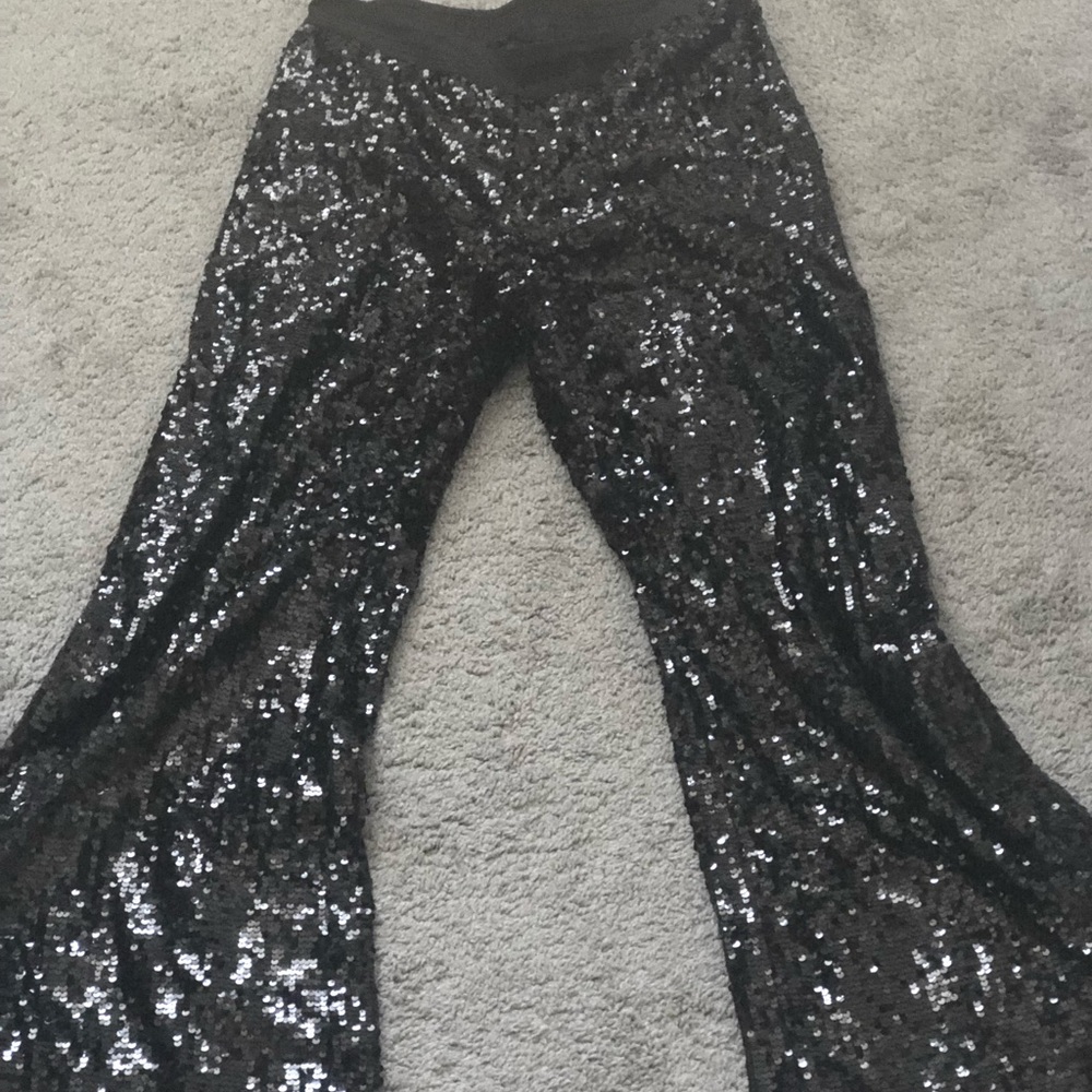 Shiny black dress pants